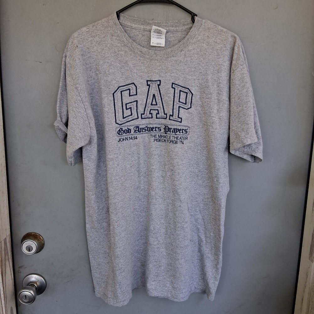Vintage 90s Jesus Christian T-Shirt GAP God Answers Prayers L GUC
